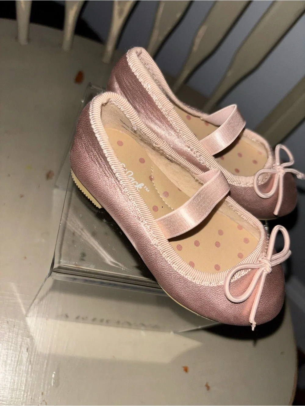 Cat & Jack Sz 4  toddler Metallic Pink Girls' Ballet Flats with Bow